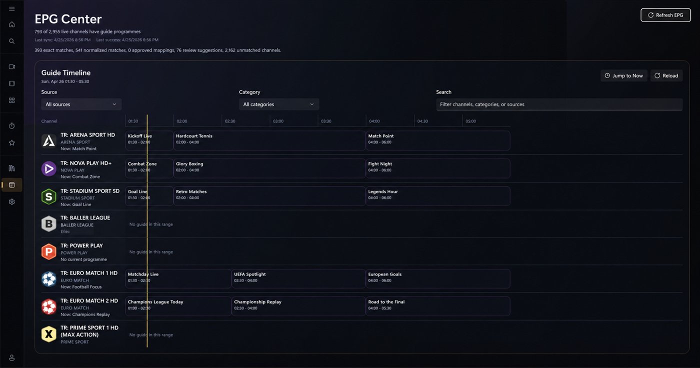 KROIRA EPG center screen